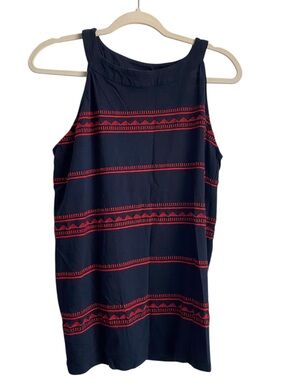 J. Jill Navy Tank Top with Red Stripe Embroidery